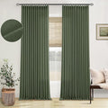 Farmhouse Linen Blend Pleated Olive Green Curtains 102 Inches Long 2 Panels | by Twodrapes