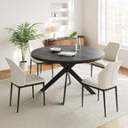 Zerifevni 45.3" Dining and 4 PU Leather Chairs, Mid Century Modern Set - Image 2