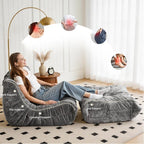 Bean Bag Ottoman, Memory Foam Lazy Bean Bag Sofa, Fireside Chair Foot Rest - Image 6