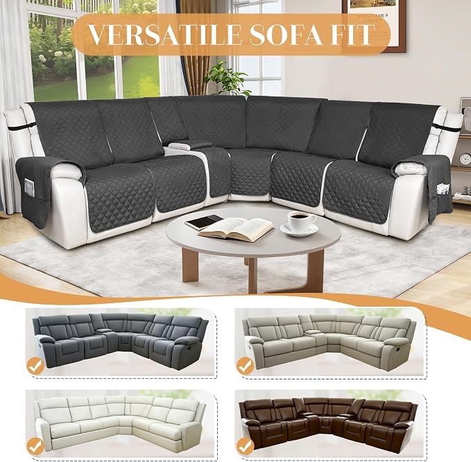 HDCAXKJ 100% Waterproof Reclining Sectional Couch Covers L Shape Recliner Sofa - Image 7