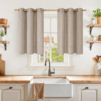 YoungsTex Oatmeal Linen Kitchen Curtains 36 Inches Long 2 Panels Set | Small by YoungsTex