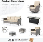 ovios 10 Pieces Patio Furniture Set, Outdoor Wicker Sofa Couch - Image 8