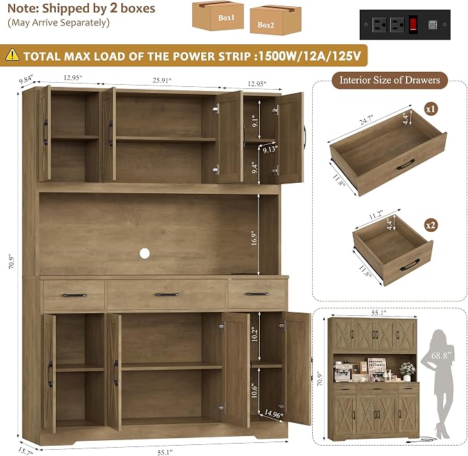 HOSTACK 71" Tall Pantry Cabinet - Image 3