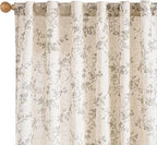 Extra Long Grey Vintage Floral Linen Curtains Farmhouse 2 Panels | Elisa Series by Lazzzy
