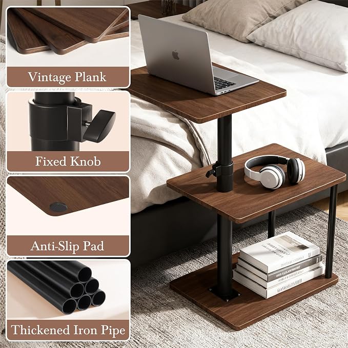 Faesun Swivel Side Table for Couch Arm, Height Adjustable C Shaped End Table - Image 8