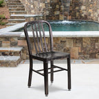 Flash Furniture Commercial Grade Black-Antique Gold Metal Indoor-Outdoor Chair - Image 2