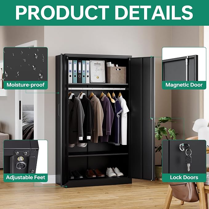 Letaya Metal Wardrobe Cabinets - Image 7