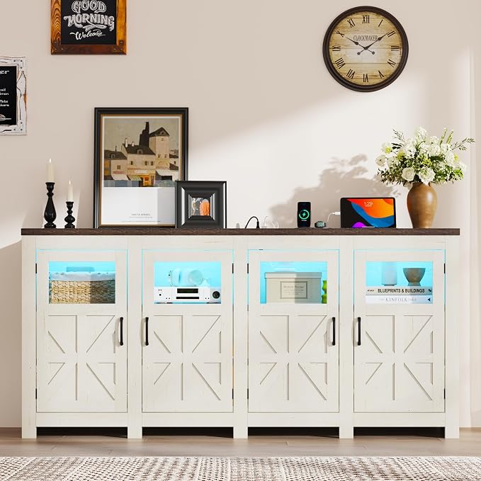 74" Large LED Farmhouse TV Stand - Image 8