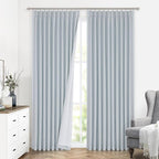 Vision Home Blue Fog Pinch Pleated Full Blackout Curtains Linen Blended Room - Image 2