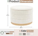 Round Storage Ottoman with Tray Lid, Folding Chenille Fabric Footrest with - Image 3