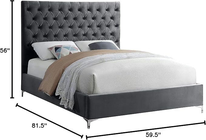 Meridian Furniture Cruz Collection Modern | Contemporary Velvet Upholstered Bed - Image 11