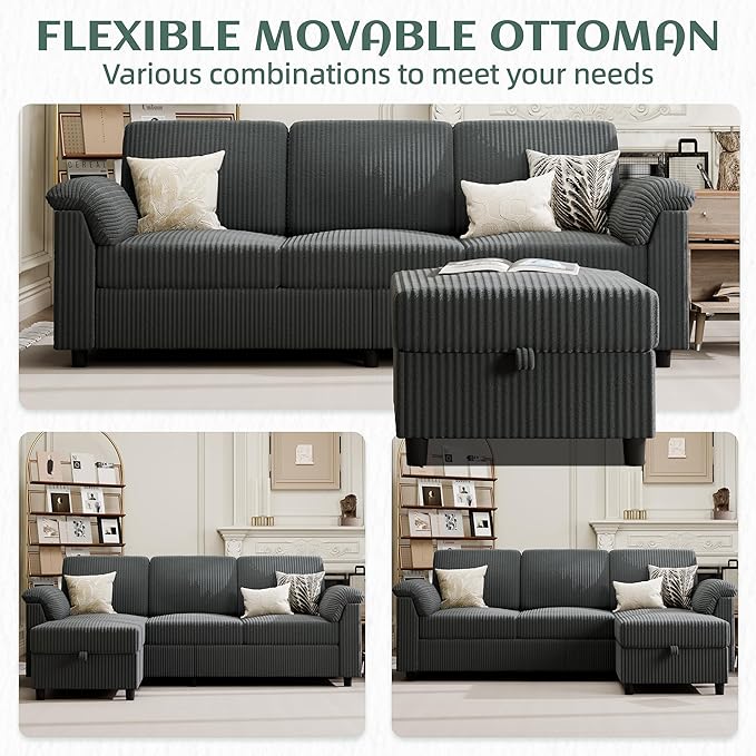 Vongrasig Convertible Sectional Sofa Couch, 3 Seat L Shaped Sofa - Image 7