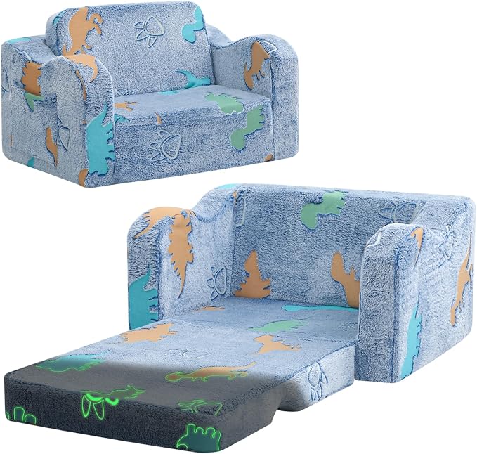 MeMoreCool Glowing Dinosaur Kids Chair, Glow-in-the-Dark Kids Couch by MeMoreCool