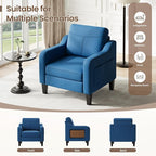Accent Chair for Living Room Modern Linen Upholstered Armchair Side Wooden - Image 4