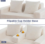MAXYOYO Loveseat Sofa Bed, Striped Faux Fur Foldable Floor Sofa Couch in A Box - Image 6
