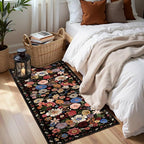 Black Brown Floral Hallway Runner Rug 2x5 - Image 2