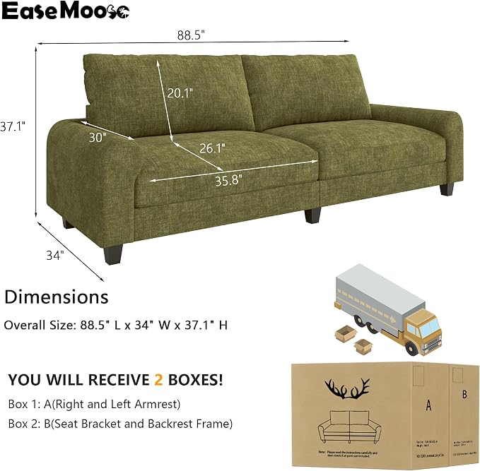 EASE MOOSE 88.5" Chenille Loveseat Couches - Image 2