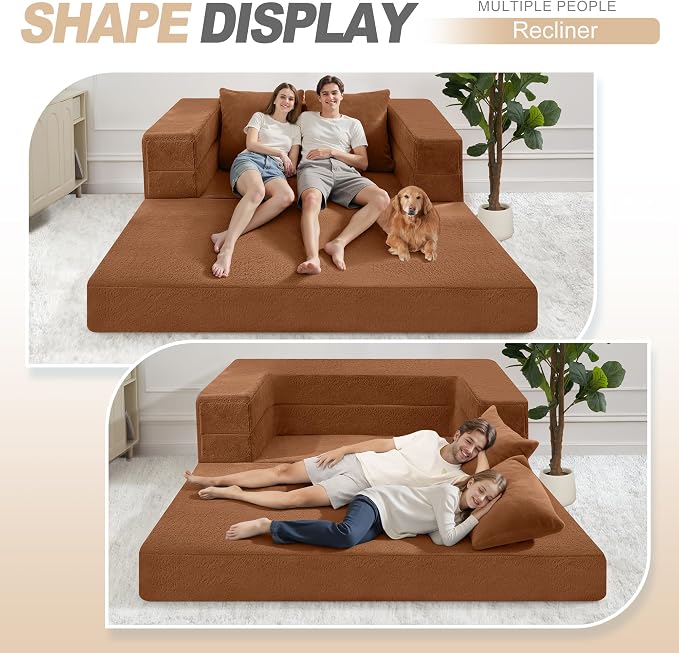 Futon Sofa Bed with Pillow, 3-in-1 Sleeper Sofa Bed with Removable Cover - Image 6