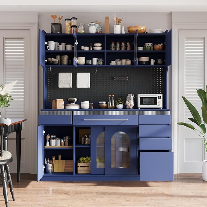 VilroCaz Freestanding Large Kitchen Pantry, Wooden Kitchen Large Coffee Bar by VilroCaz