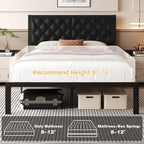 Fluest Queen Bed Frame with Headboard PU Leather Upholstered Bed Frame Platform - Image 7