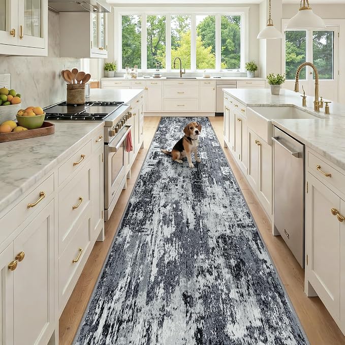 RELEANY Washable Runner 3'x12' Abstract Area Rug by RELEANY