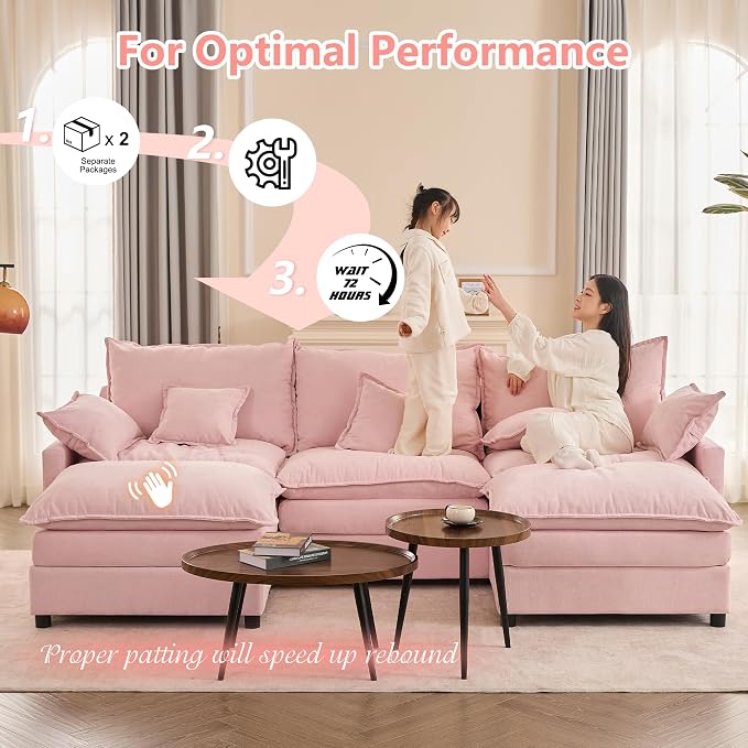GOSUHI 108" U Shaped Couch, Modular Sectional Sofa, 3-Seater Comfy Cloud Couch - Image 6