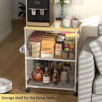 ThreeHio Rolling Kitchen Microwave Cart, 3 Tier Microwave Table Stand - Image 4