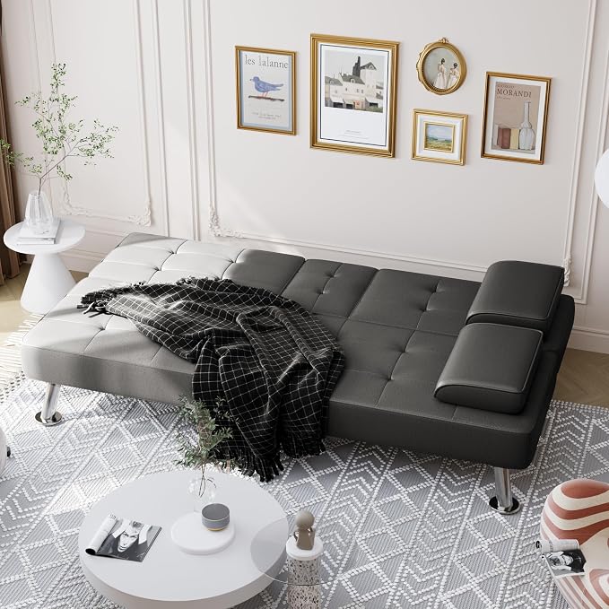 Shahoo Convertible Folding Futon Sofa Bed Sleeper Couch - Image 3