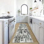 2'6''x8' Runner Rugs Washable Rug: Modern AbstractBlack Grey Gold Carpet | by GENTDRIZZ