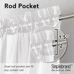 Simplebrand White Sheer Curtains 90 Inches Long, Light Filtering Rod Pocket - Image 5