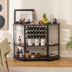 COSTWAY Wine Bar Cabinet, 3-Tier Liquor Cabinet - Image 8