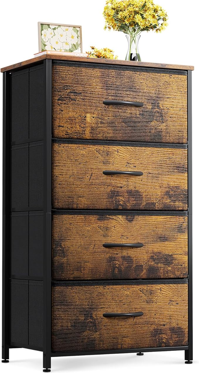 ODK Dresser for Bedroom with 4 Storage Drawers, Small Dresser Chest of Fabric by ODK