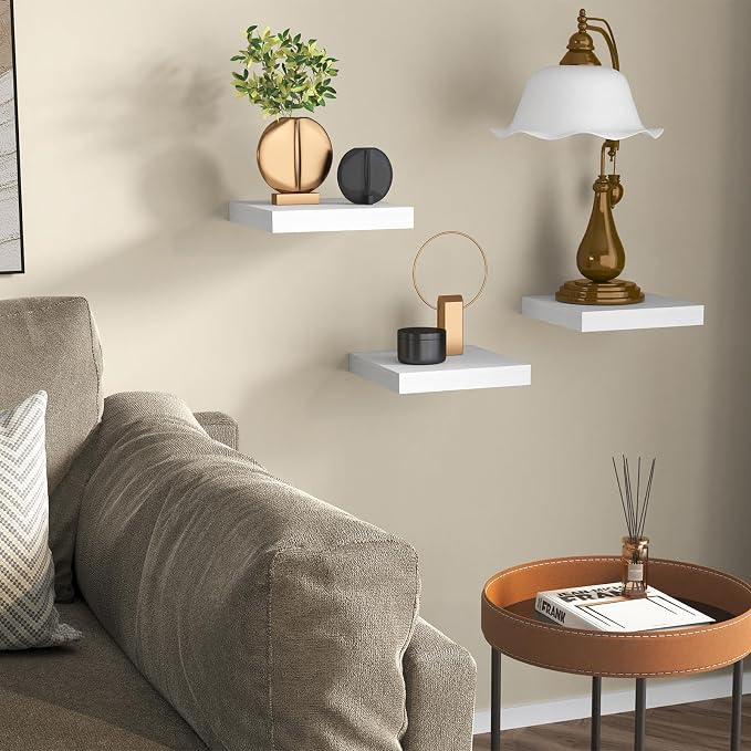 Fixwal 8inch Floating Shelves for Wall, Small White Shelves Wall Mounted Shelf - Image 5