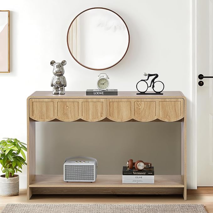 ORRD Console Table with Drawers, Mid-Century 43 Inches Narrow Entryway Table - Image 5