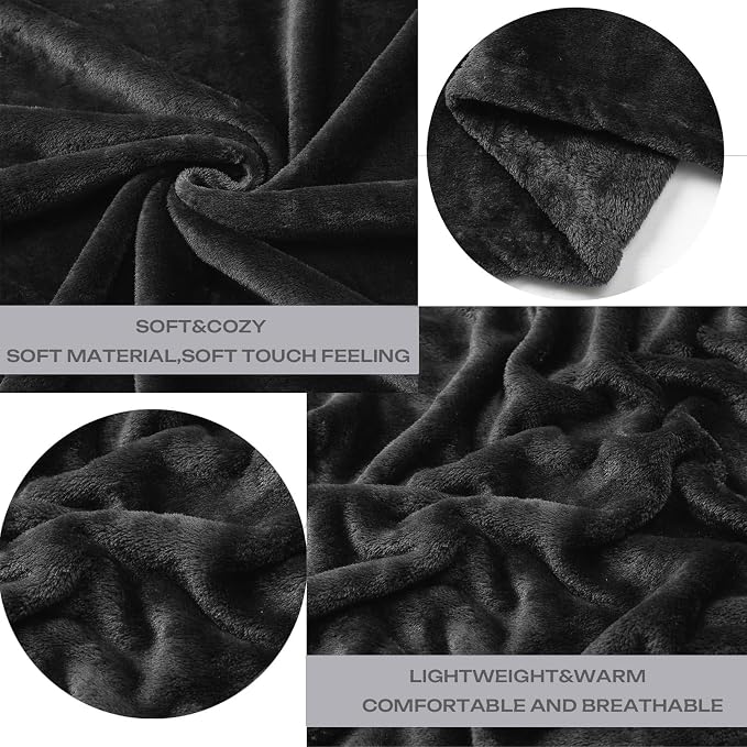 Dark Grey Fleece Plush Throw Blanket 50"x60"for Couch Fuzzy Cozy Flannel | - Image 5