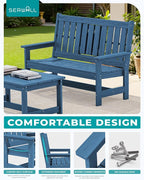 SERWALL Outdoor Bench with Cup Holder, Oversized 58" HDPE Porch Bench Suitable - Image 5