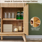 OKD Fluted Wine Bar Cabinet, 3 Drawers, 4 Glass Holders & 12 Wine Racks - Image 6