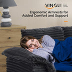 VINGLI 56" Oversized Chaise Lounge Chair, Dark Grey Comfy Corduroy Chaise Sofa - Image 6