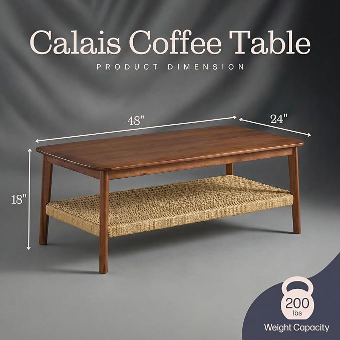 Alaterre Furniture Calais 48 Inch Rectangular Solid Wood Coffee Table - Image 3
