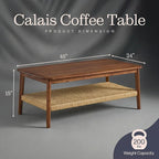 Alaterre Furniture Calais 48 Inch Rectangular Solid Wood Coffee Table - Image 3