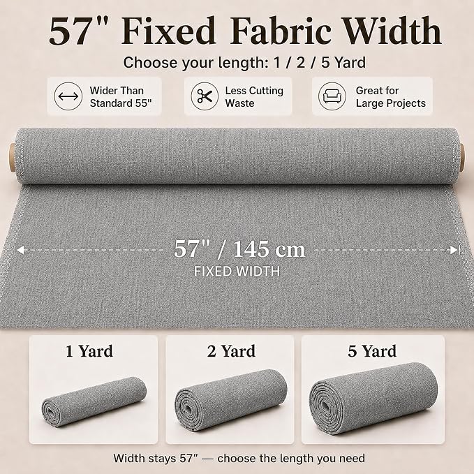 Mini Chenille Linen Blend Upholstery Fabric by the Yard, 57 Inch Wide Soft - Image 3