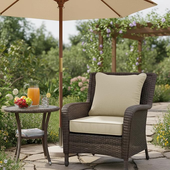 Summsun Patio Chair Cushions 19 x 19 Inch, Faux Linen Outdoor Furniture Cushions - Image 2