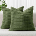 MIULEE Corduroy Decorative Throw Pillow Covers 18x18 Moss Green Pack of 2 | by MIULEE