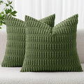MIULEE Corduroy Decorative Throw Pillow Covers 20x20 Moss Green Pack of 2 | by MIULEE