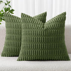 MIULEE Corduroy Decorative Throw Pillow Covers 20x20 Moss Green Pack of 2 | by MIULEE