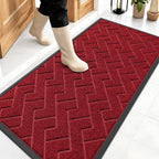 OLANLY Front Door Mat Outside 47x23, All-Season Absorbent Rubber Doormat | Wine by OLANLY