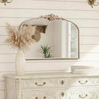 Besdomus Arched Vintage Gold Mirror: 32"x24" French Large Champagne Gold - Image 5