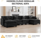147'' Modualr Sectional Cloud Deep Seat Couch, Oversized Chenille U Shaped - Image 7