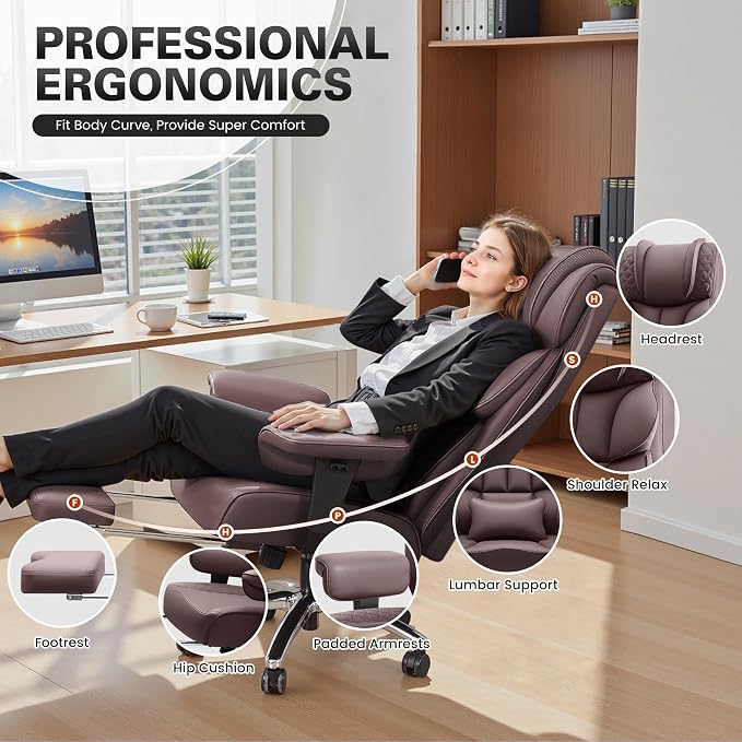 BestGlory Office Desk Chair, Big and Tall Leather Gaming Chair - Image 3