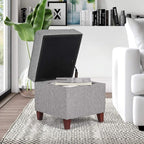Adeco 17 Inch Square Linen Storage Ottoman - Image 2